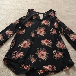 Floral cold shoulder top
